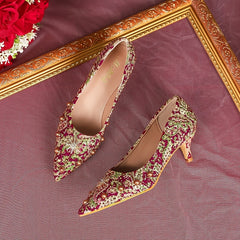 Pointed Toe Kitten Heel Pumps Slip-on Wedding Shoes