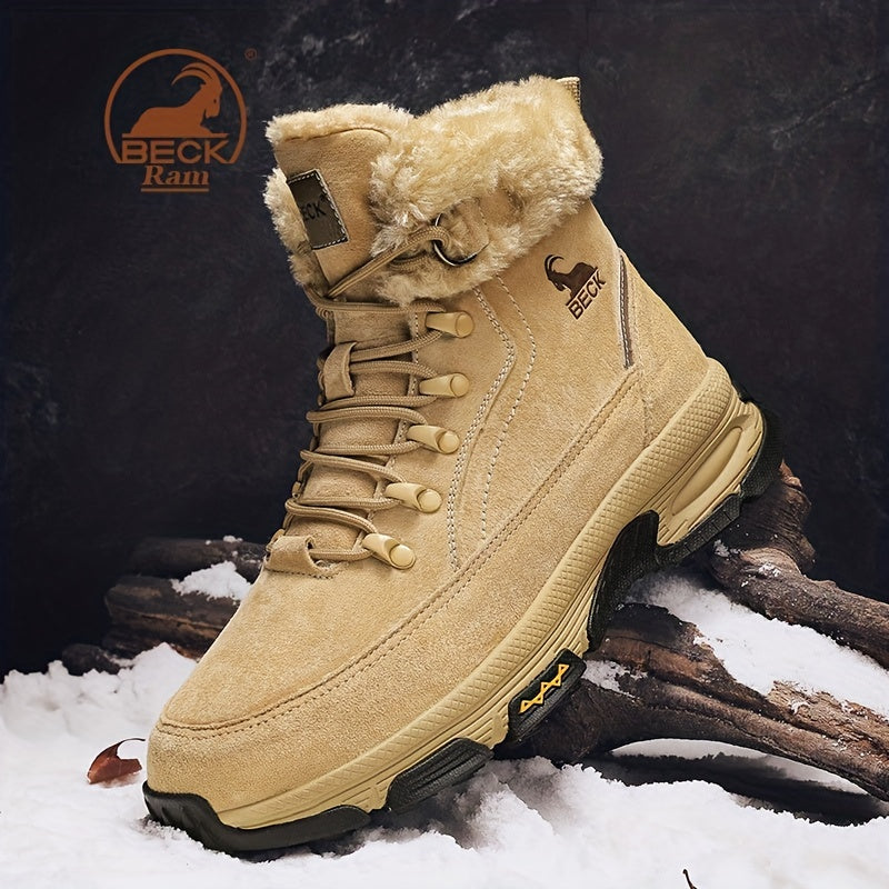 Men's Winter Thermal Snow Boots Fuzzy Lining Windproof Hiking Shoes