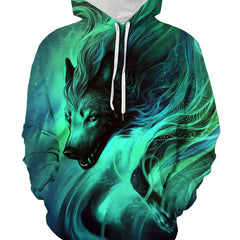 Wolf 3D Print Hoodie Men's Pullover Hooded Sweatshirt