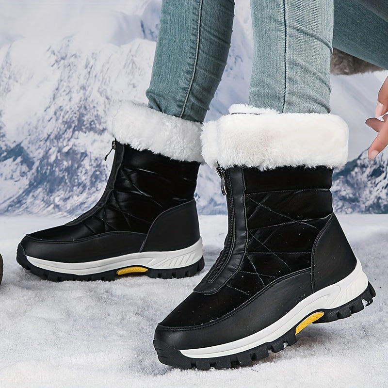 Women's Snow Boots Non Slip Warm Zipper Platform High Tube Boots