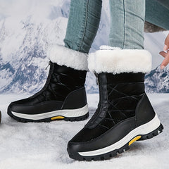 Women's Snow Boots Non Slip Warm Zipper Platform High Tube Boots
