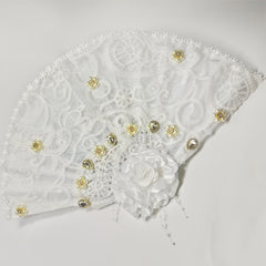 Royal Style Floral Wedding Hand Fan with Rhinestones Bridal Accessory