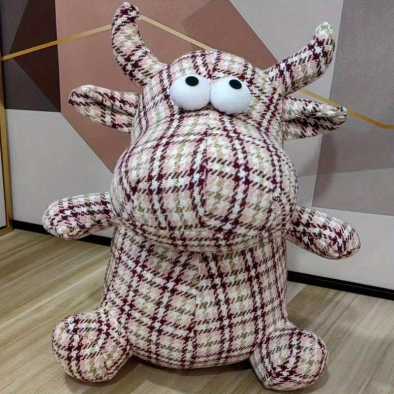Cartoon Cow Plush Doll Soft Stuffed Animal & Plaid Gift for Christmas Halloween