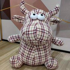 Cartoon Cow Plush Doll Soft Stuffed Animal & Plaid Gift for Christmas Halloween