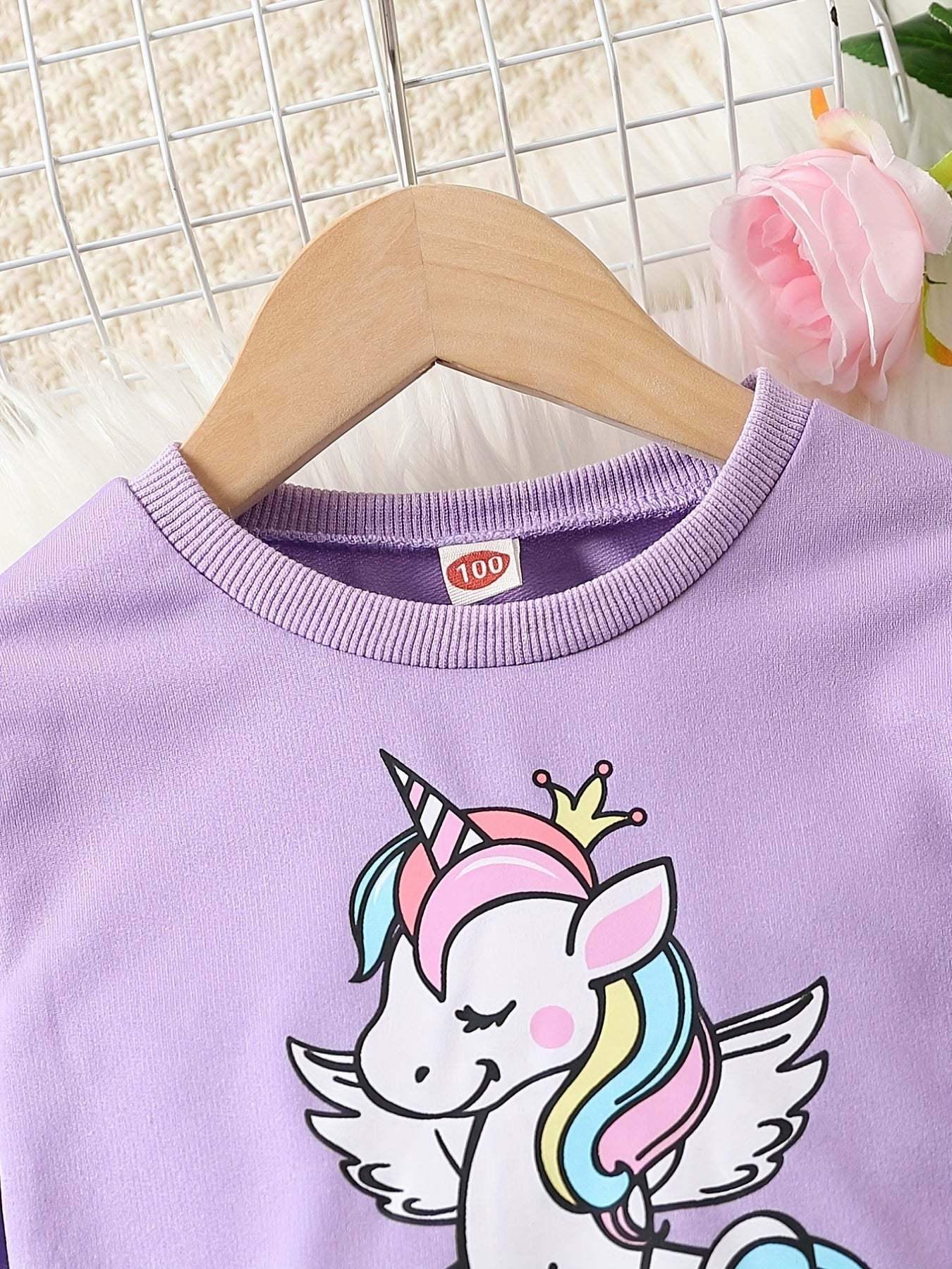 Girls Unicorn Long Sleeve Tutu Dress Tulle Stitching Casual Dress