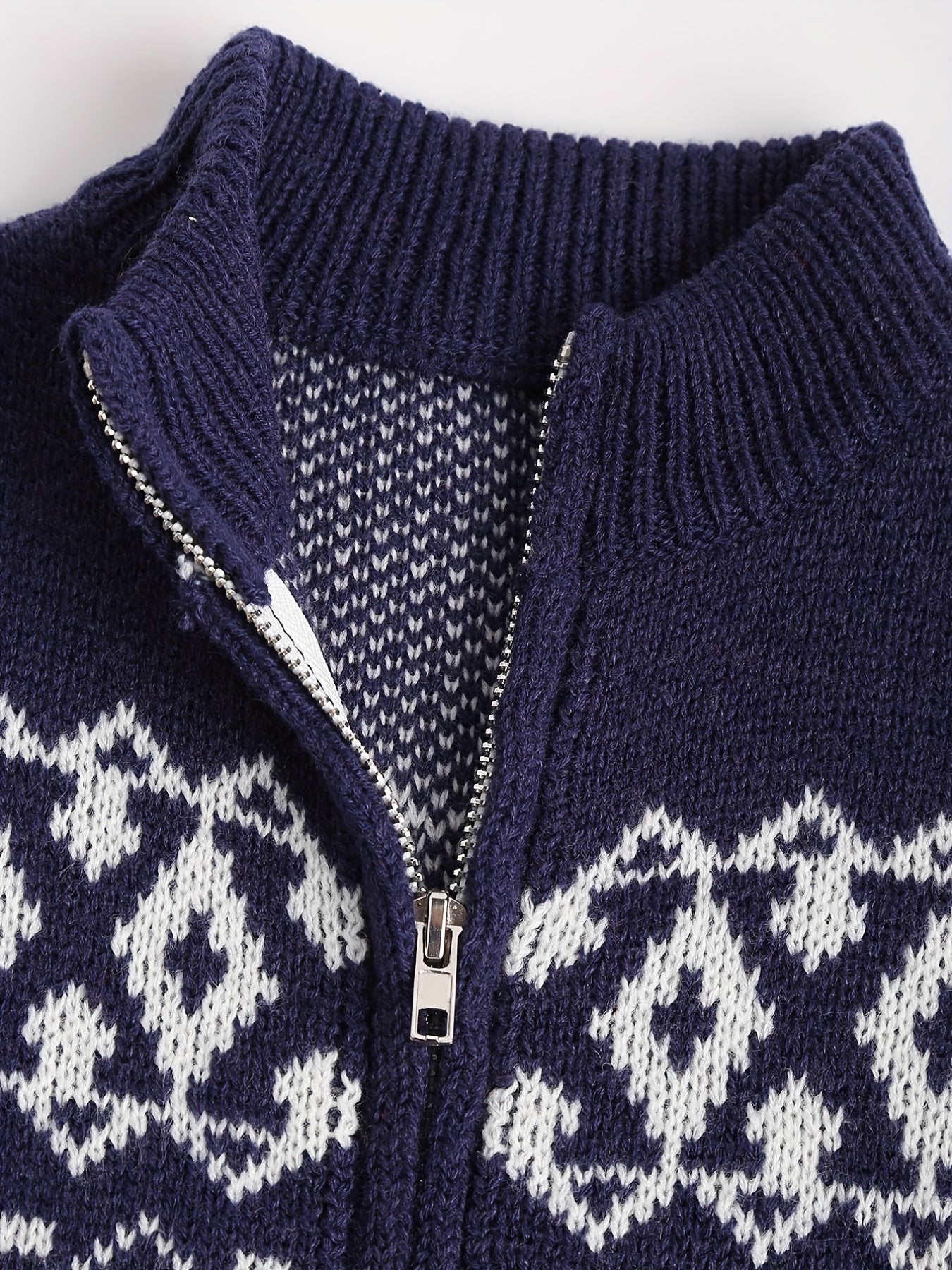 Jacquard Zip Up Knit Cardigan Baby's Comfy Sweater