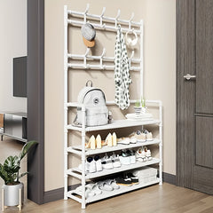 Clothes Storage Rack With Hooks & Shoe Storage Shelf