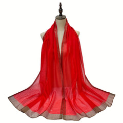Silk Block Scarf Causal Shawl Thin Breathable Windproof Head Wrap