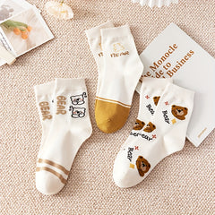 5 Pairs Bear Print Socks for Women