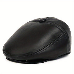 Winter Windproof PU Leather Beret Ear Warmer for Outdoor Cycling Hiking