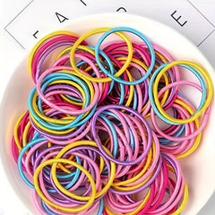 100pcs Colorful Elastic Hair Bands for Kids, Small Hair Rings