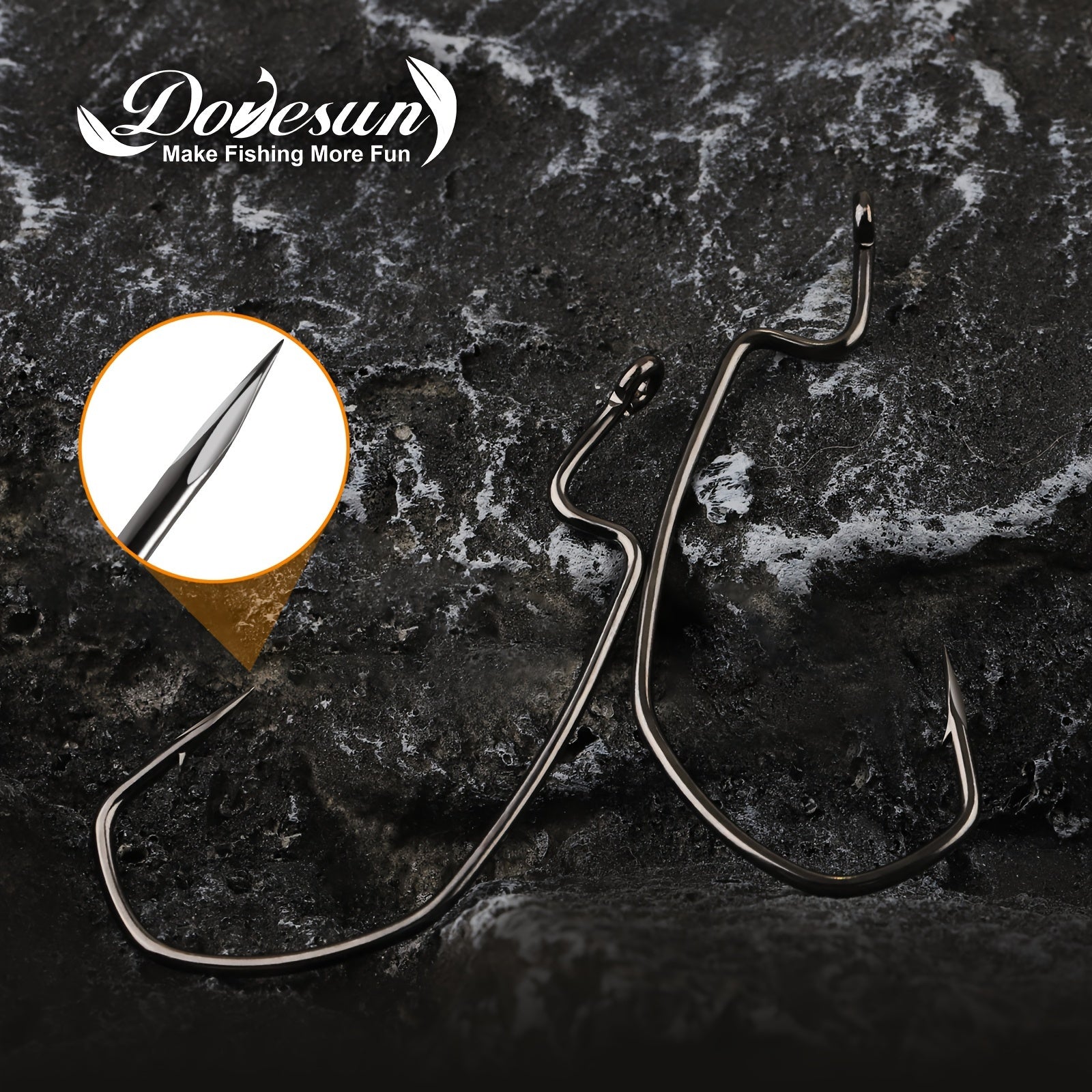Dovesun EWG 30pcs Fishing Hook Offset Worm Hooks Texas Rig Hooks Bass Hooks