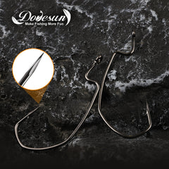 Dovesun EWG 30pcs Fishing Hook Offset Worm Hooks Texas Rig Hooks Bass Hooks