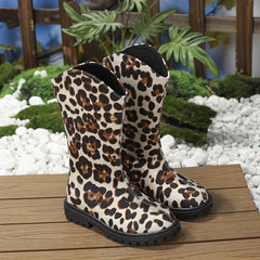 Girls Animal Print Zipper Boots for Fall and Winter