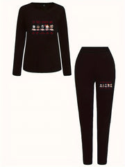 Women's Grim Reaper & Letter Print Tee & Legging Set