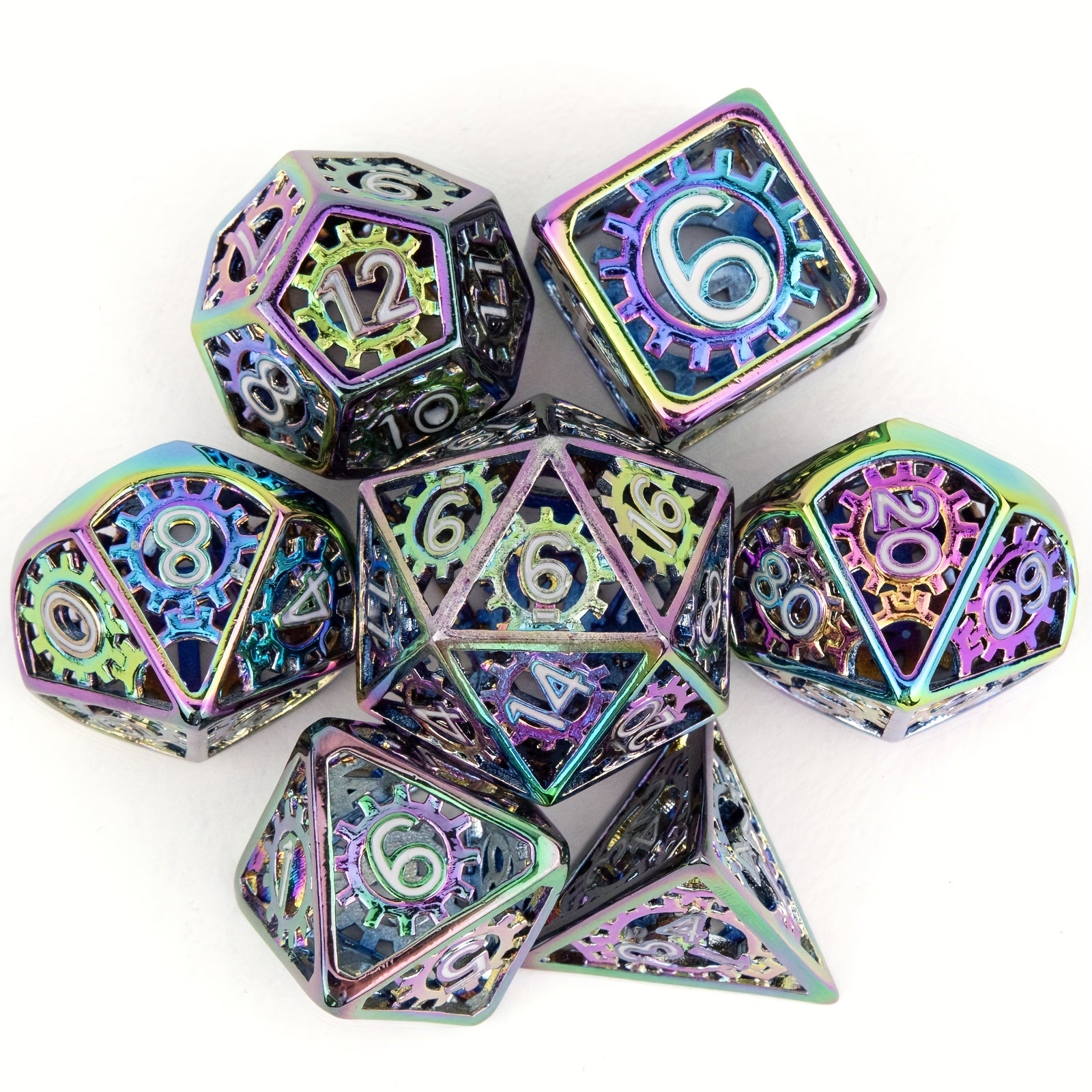 7pcs Geared Metal Dice Set for RPG Board Games