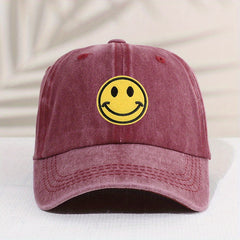 Kids Distressed Happy Face Patch Baseball Cap Sunshade