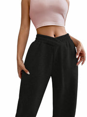 Solid Fleece Lined Sweatpants for Women