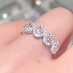 Zircon Inlaid Round Promise Ring for Women Bridal Proposal Jewelry