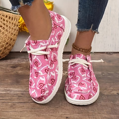 Women's Skateboard Shoes with Rugby & Heart Pattern Canvas Footwear