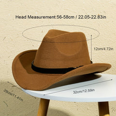 Warped Brim Woolen Jazz Hat British Style Top Hat Belt Decoration
