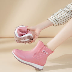 Women's Solid Rain Boots Slip On Round Toe High Non-slip Wear-resistant