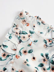 3pcs Girls Casual Lace Flying Sleeve Flower Top & Loose Shorts Summer Kids