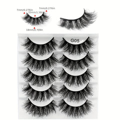 5 Pairs Cross Mink Hair False Eyelashes Dense Layered Fried Hair Models