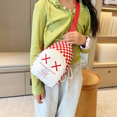 Plaid Kids Crossbody Bag Coin Purse Letter Chest Bag