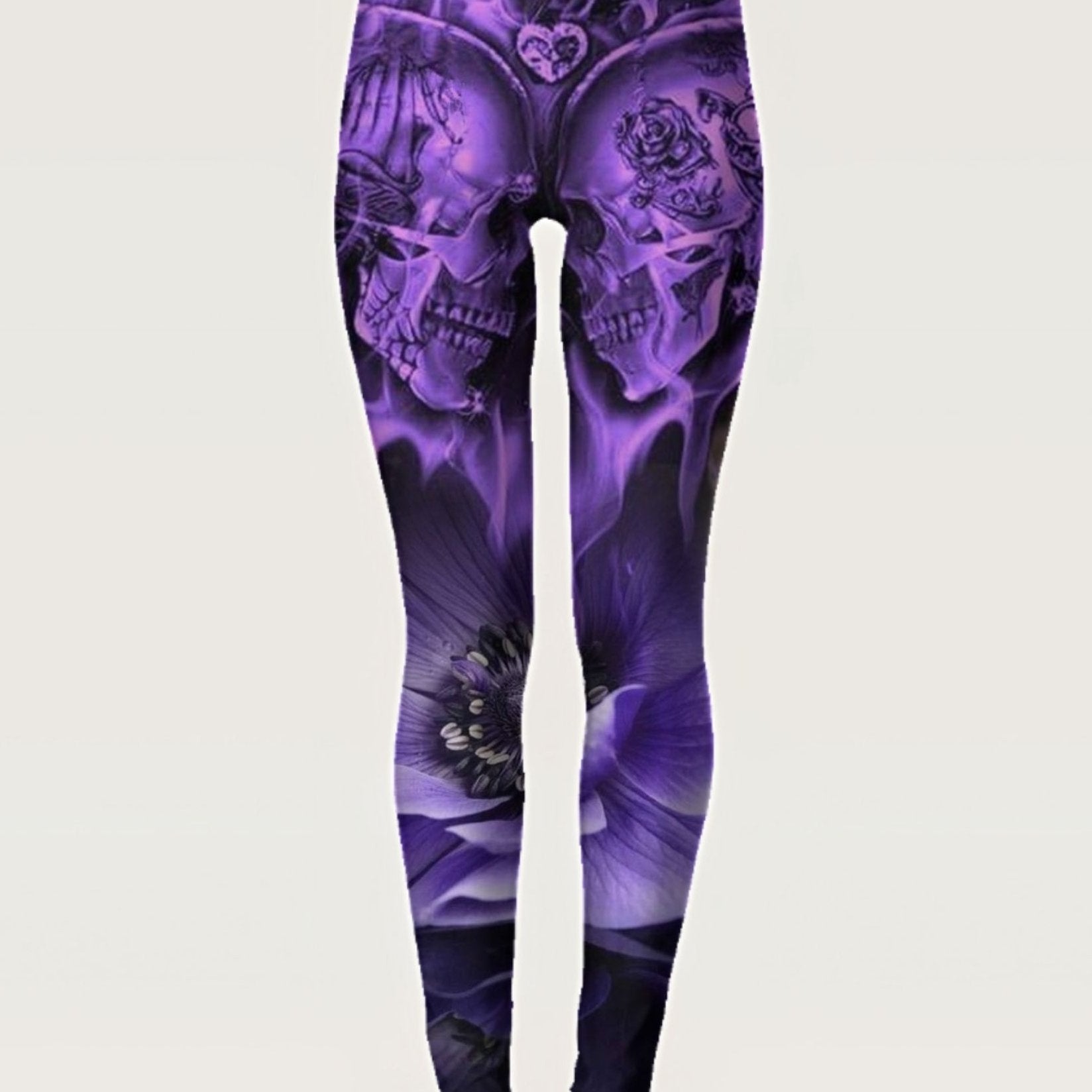 Skull Print Skinny Leggings Vintage Retro Stretchy Leggings