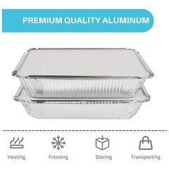20Pcs 7x5.7 Aluminum Foil Food Containers With Lids - Multi-Purpose