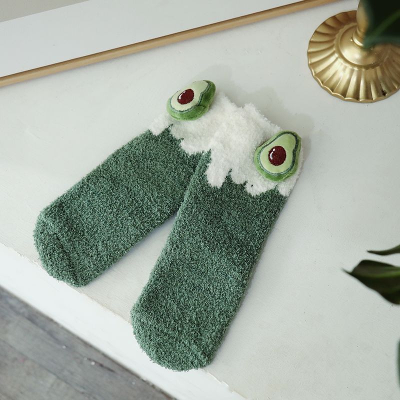 Thermal Plush Home Floor Socks Fruit Decor Socks Women's Stockings