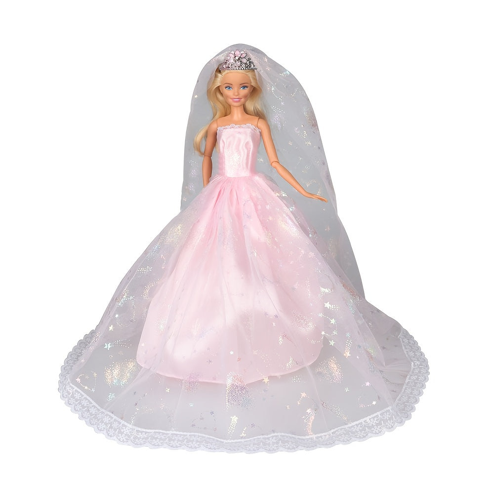 Doll Dresses Wedding Dresses with Crown Veil Party Skirts for 29" Doll