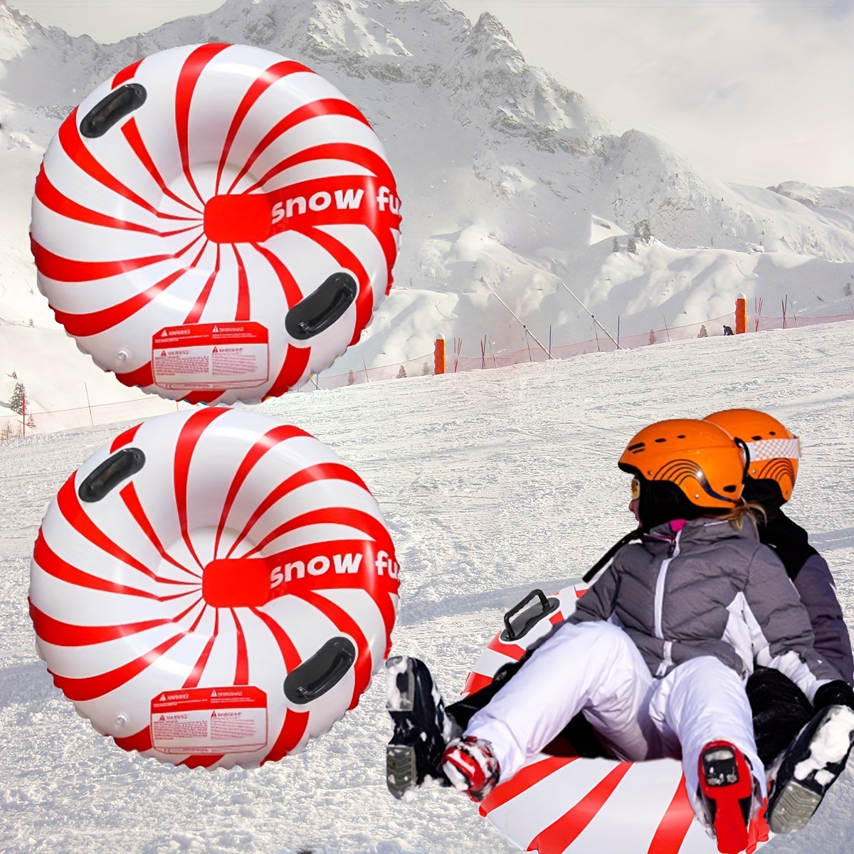 Inflatable Candy Shape Snow Sled - Portable Skiing Cushion
