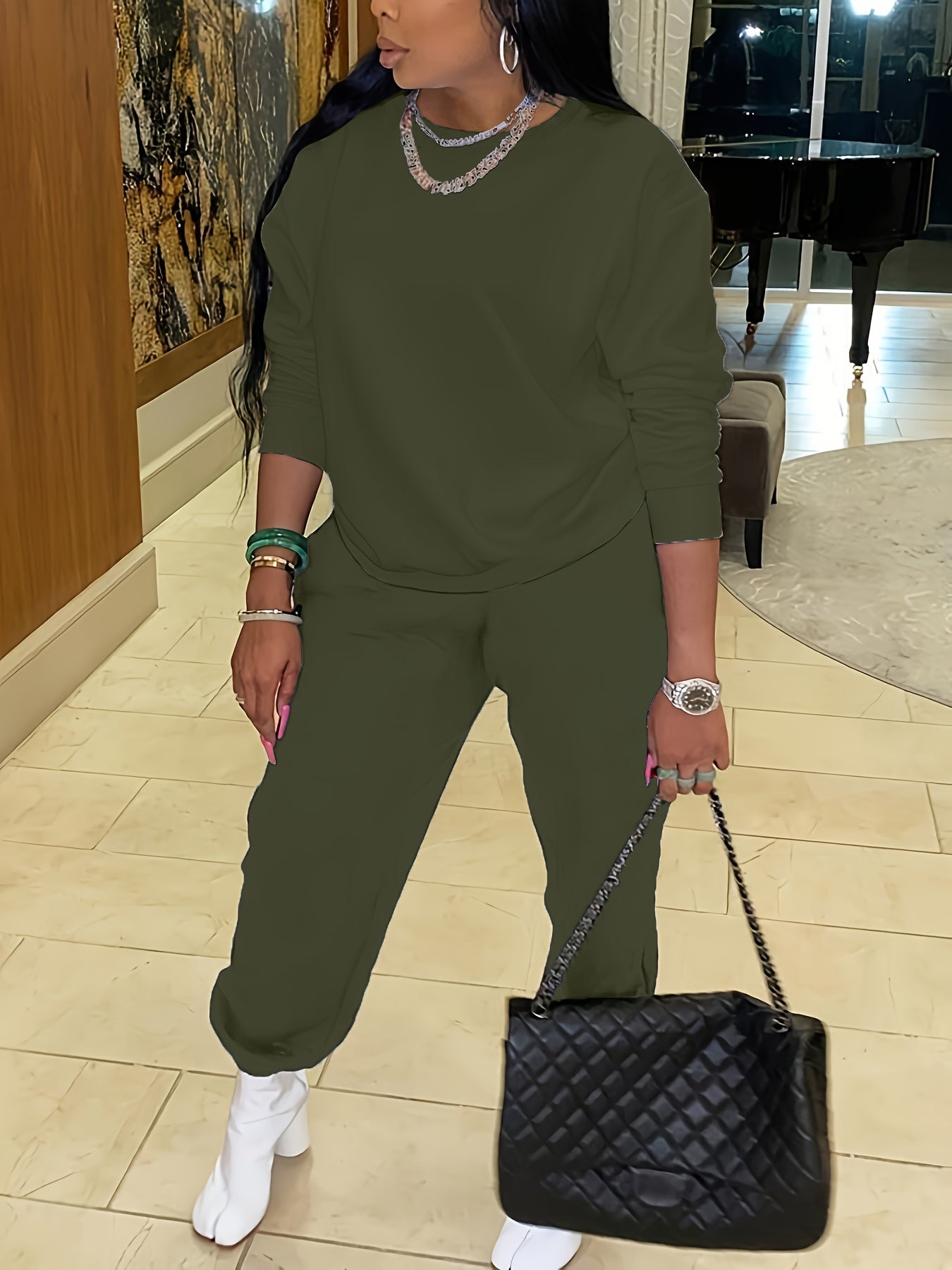 Solid Long Sleeve Top & Joggers Set