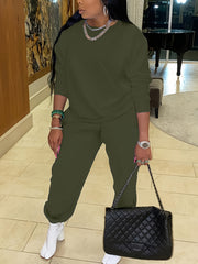 Solid Long Sleeve Top & Joggers Set