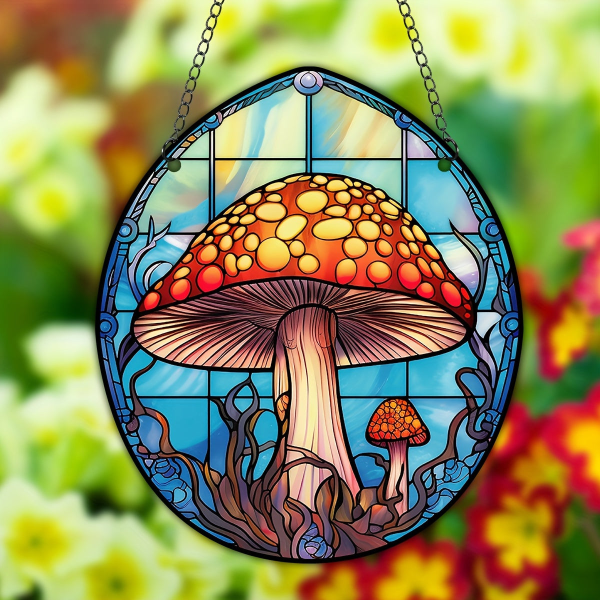Strange Mushroom Acrylic Round Wall Decoration for Front Door