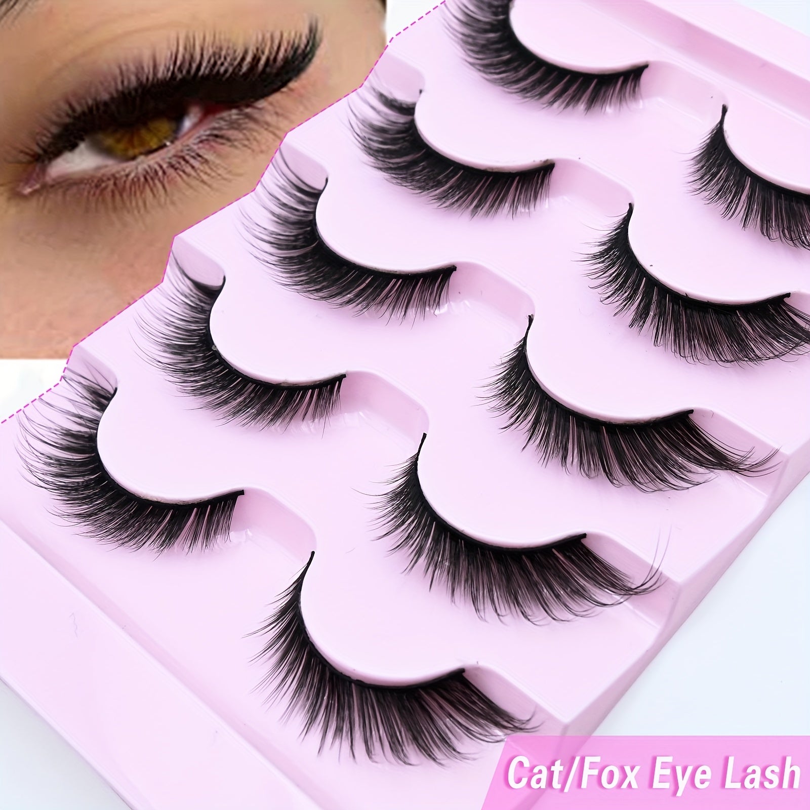 3D Fluffy Fox Eye Lashes Natural Thick Faux Mink False Eyelashes 16mm Winged End