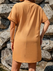 Casual Dress Solid Short Sleeve Knot Wrap Dress