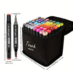 Professional Double Head Marker Pen Set with Cloth Bag
