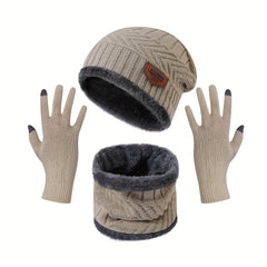 Winter Warm Velvet Knitted Beanies Scarves Neck Warmers Set
