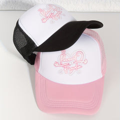 Heart Print Baseball Cap Couple Trucker Hats Lightweight Adjustable Sun Hat