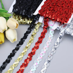 2 Yards Sequined Glittering Trim Ribbon Rope Braid For Craft DIY