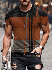 Vintage Style Printed Tee Shirt Men's Casual Round Neck Street Tee