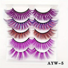 5 Pairs Fluffy Wispy Curly False Eyelashes for Festivals Stage Makeup