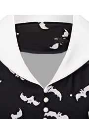 Retro Dress Women's Plus Bat Print Swing Dress