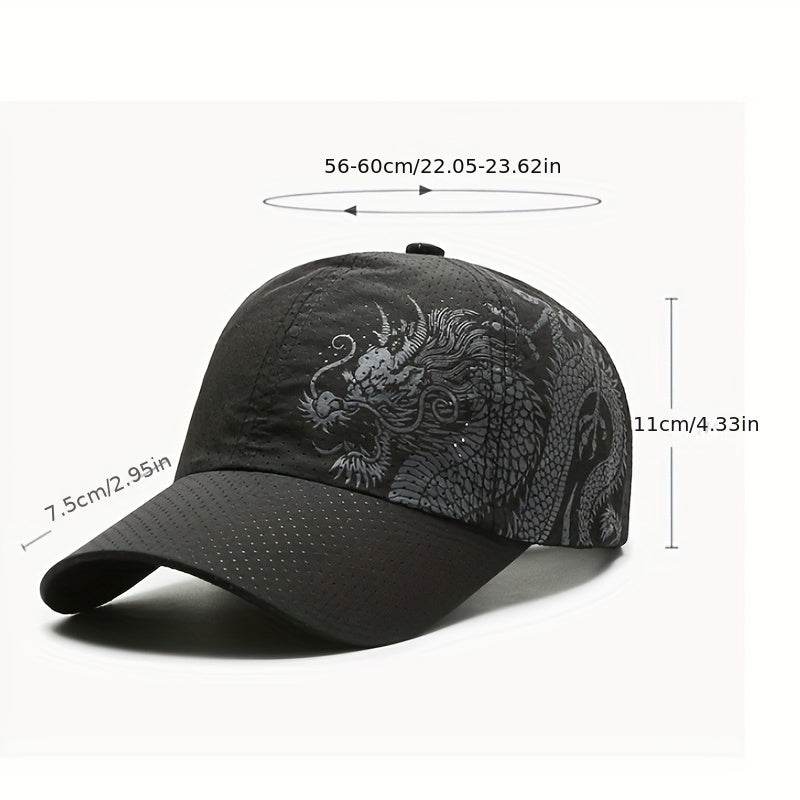 Chinese Dragon Print Baseball Cap Outdoor Quick Drying Sun Protection Hat