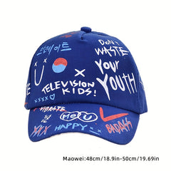 Boys Graffiti Print Baseball Cap Adjustable Lightweight Sun Hat