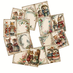 8 Christmas Animals Decoration DIY Student Stationery Retro Diary Pages