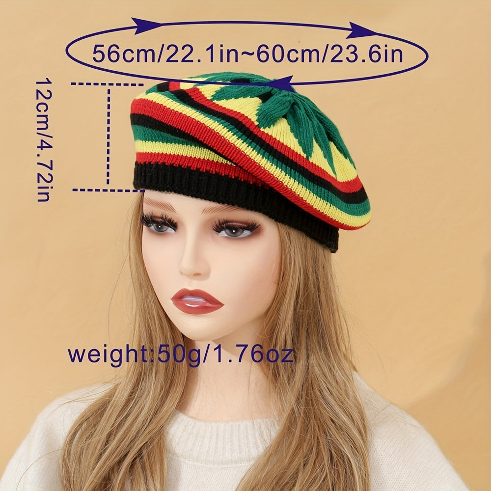 Women's Block Knitted Beret Warm Beanie Painter Cap